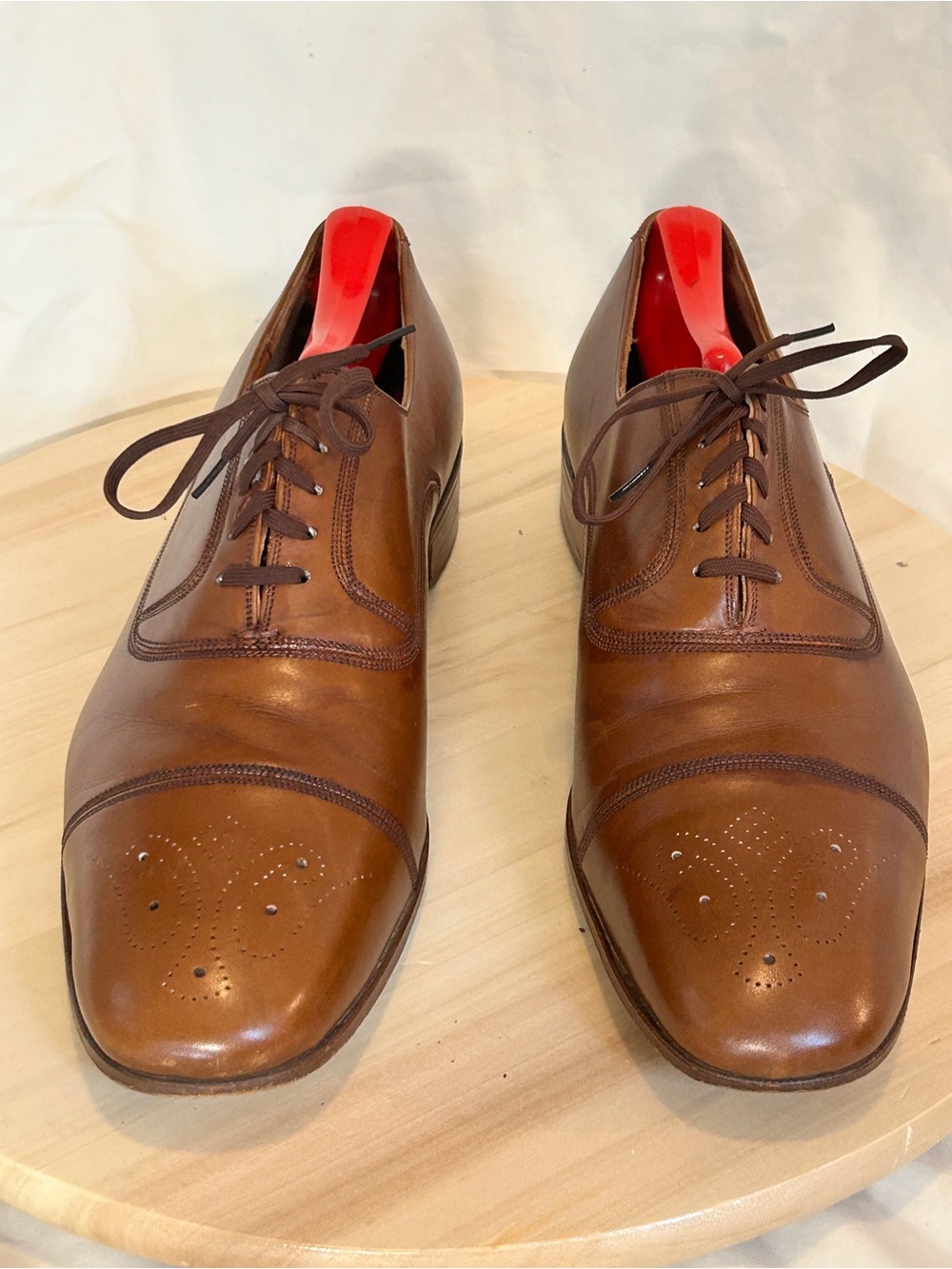 Wilkes Bashford Men’s Brown Leather Cap Toe Oxford Shoes US 10.5 - Picture 3 of 6